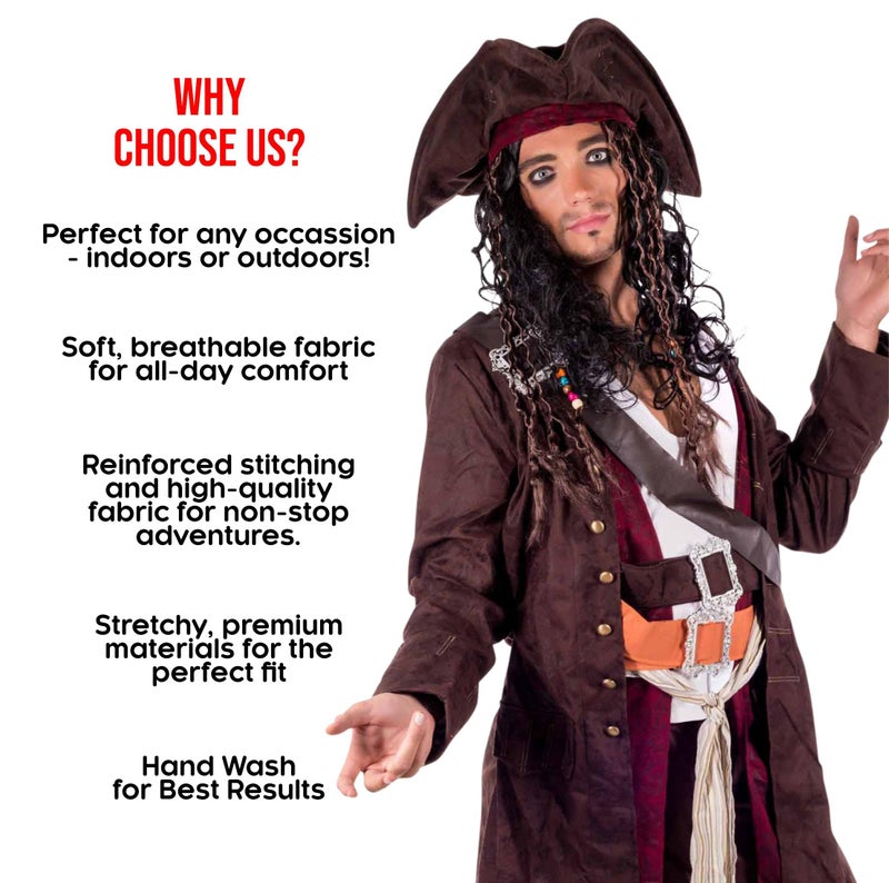 fun shack Pirate Costume Men, Mens Pirate Costume, Halloween Costumes for Men, Halloween Costumes Adult, X-Large - Image 5
